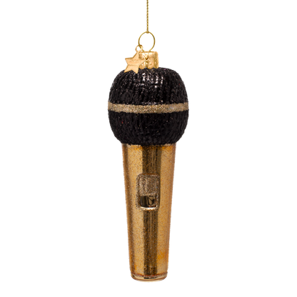 Ornament glass shiny gold microphone H12.5cm