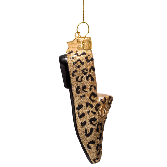 Ornament glass gold panther loafer H12cm