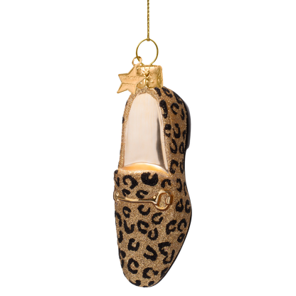 Ornament glass gold panther loafer H12cm