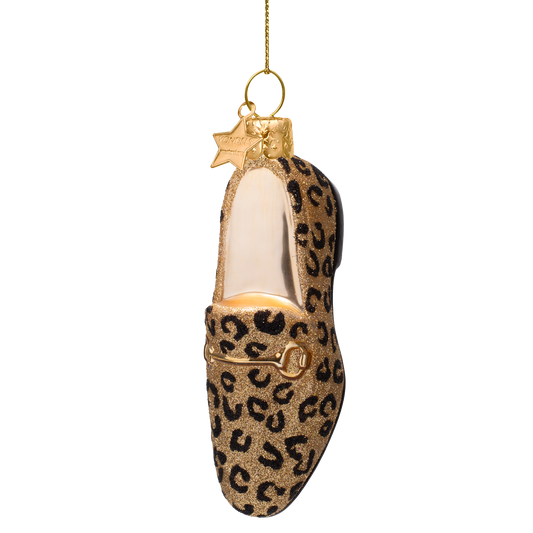 Ornament glass gold panther loafer H12cm