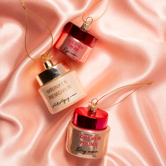 Ornament glass pale pink opalanti aging cream H7cm