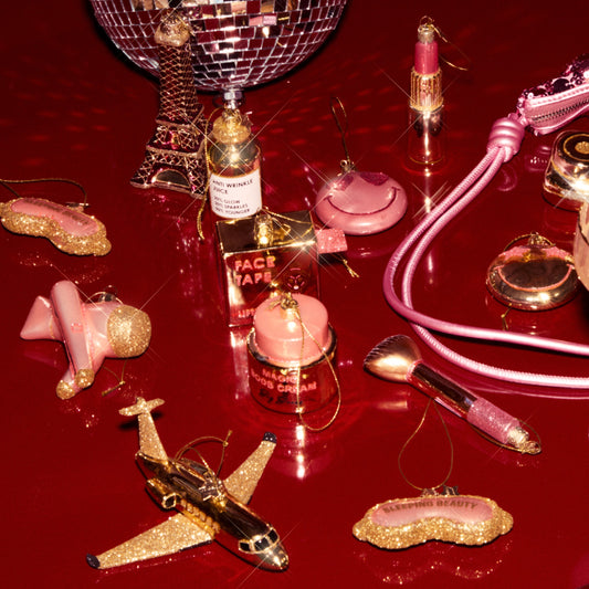 Ornament glass silver pink make up brush H12cm