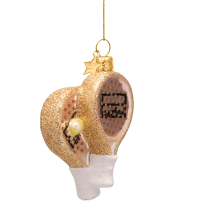 Dekorativer Padelschläger aus Opalglas in zartem Rosa, Höhe 9,5 cm