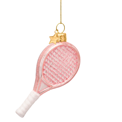 Dekorativer Tennisschläger aus Opalglas, zartrosa, Höhe 10 cm