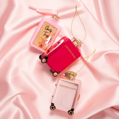 Dekorativer Glaskoffer in Himbeerrosa, Höhe 10 cm