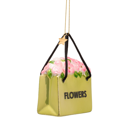 Ornament glass bright light green flower bag H7.5cm