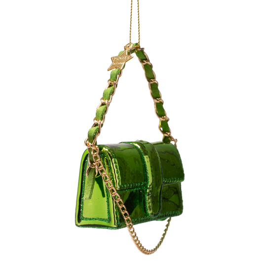 Ornament glass shiny emerald green fashion shoulder bag H4.5
