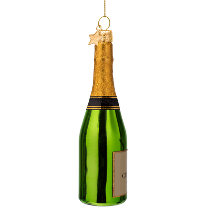 Ornament glass green luxury champagne bottle H13cm