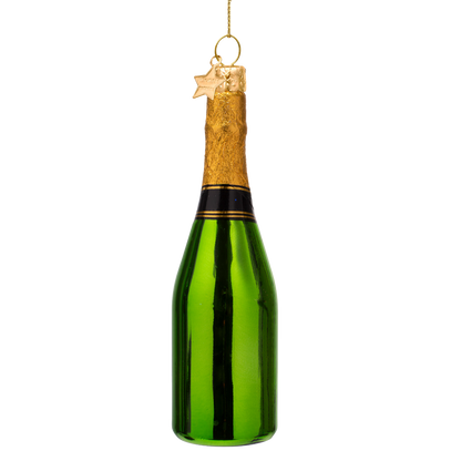 Ornament glass green luxury champagne bottle H13cm