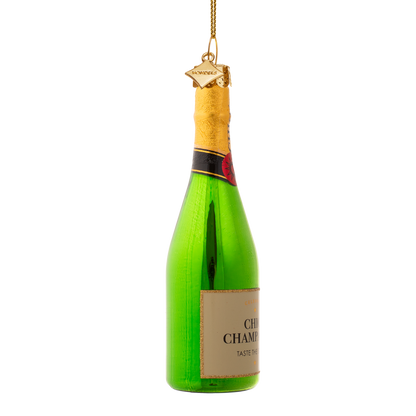 Ornament glass green luxury champagne bottle H13cm