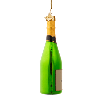 Ornament glass green luxury champagne bottle H13cm