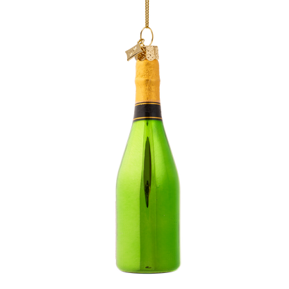 Ornament glass green luxury champagne bottle H13cm