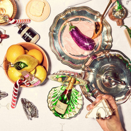 Ornament glass green luxury champagne bottle H13cm