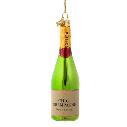 Ornament glass green luxury champagne bottle H13cm