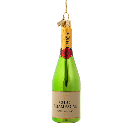Ornament glass green luxury champagne bottle H13cm