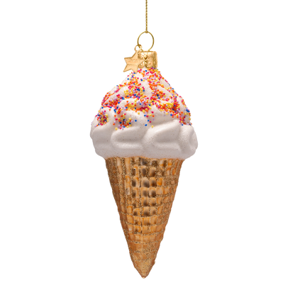 Ornament aus Glas, mehrfarbiges Eiscreme-Motiv mit Streuseln, Höhe 14 cm
