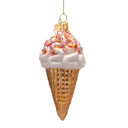 Ornament glass multicolor ice cream w/sprinkles H14cm