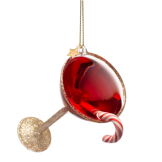 Ornament glass red christmas cocktail H10.5cm