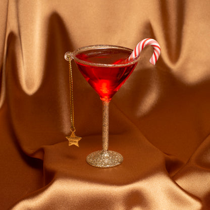 Ornament glass red christmas cocktail H10.5cm