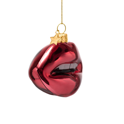 Ornament glass rose pink sensual lips H6.5cm