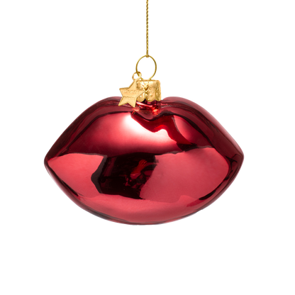 Ornament glass rose pink sensual lips H6.5cm