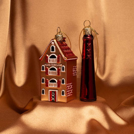 Ornament glass burgundy Amsterdammertje H10cm