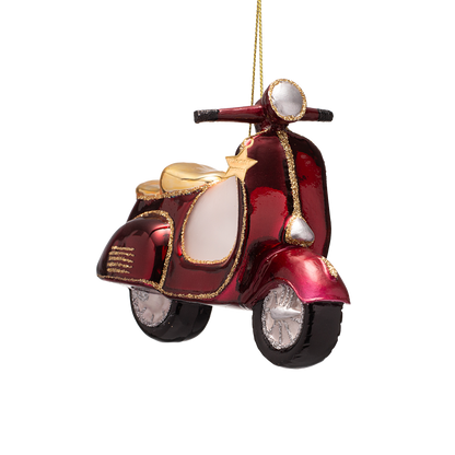 Ornament aus Glas, bordeauxroter Roller, Höhe 9,5 cm