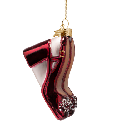 Slingback-Absatz aus burgunderrotem Ornamentglas, Höhe 10 cm
