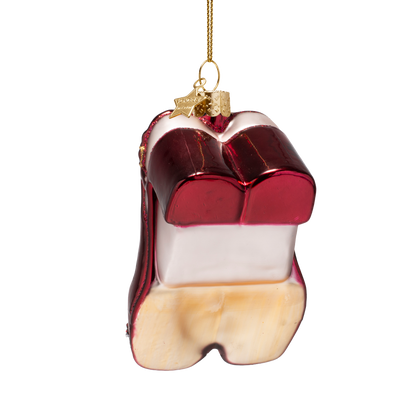 Slingback-Absatz aus burgunderrotem Ornamentglas, Höhe 10 cm