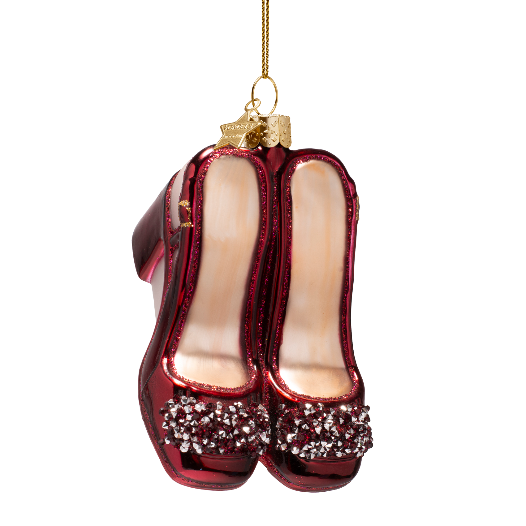 Slingback-Absatz aus burgunderrotem Ornamentglas, Höhe 10 cm