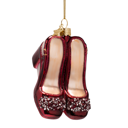 Slingback-Absatz aus burgunderrotem Ornamentglas, Höhe 10 cm
