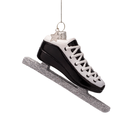 Ornament glass black ice skate H5cm