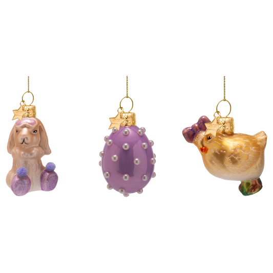 Ornament glass Easter set Sleepover and Pearls w/box#