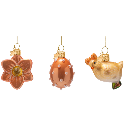 Ornament glass Easter set Flower Chick w/box