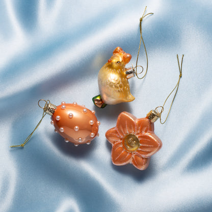 Ornament glass Easter set Flower Chick w/box