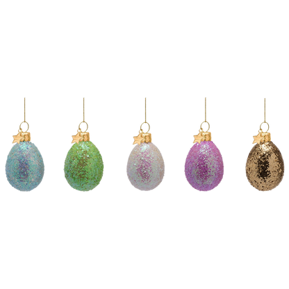 Ostereier-Set aus Glas, Garten-Glitzereier, mit Box