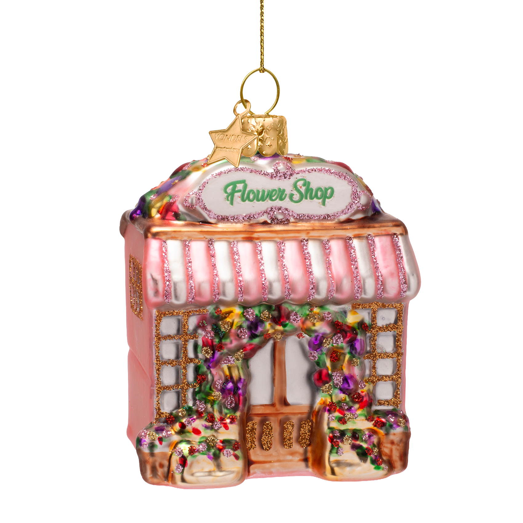 Ornament glass multicolor flower shop H8.5cm