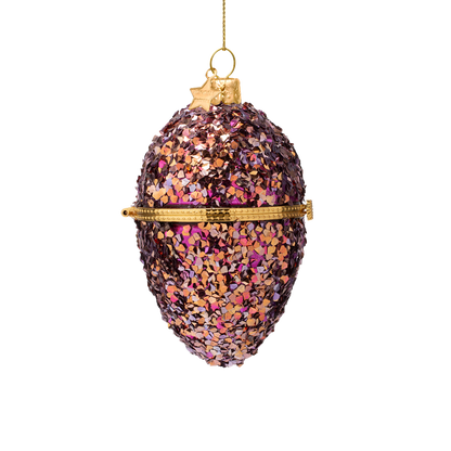 Ornamentales Glasei, mehrfarbig mit Glitzer, H 11 cm