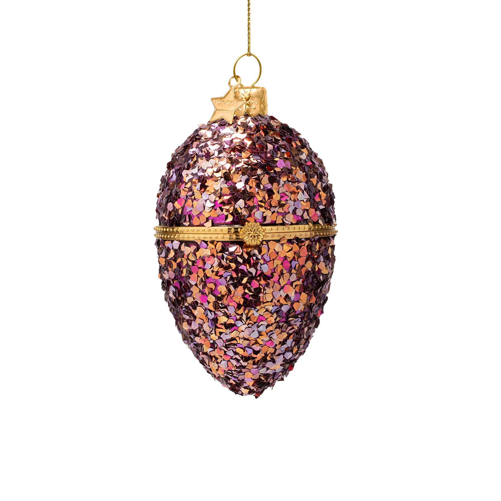 Ornamentales Glasei, mehrfarbig mit Glitzer, H 11 cm