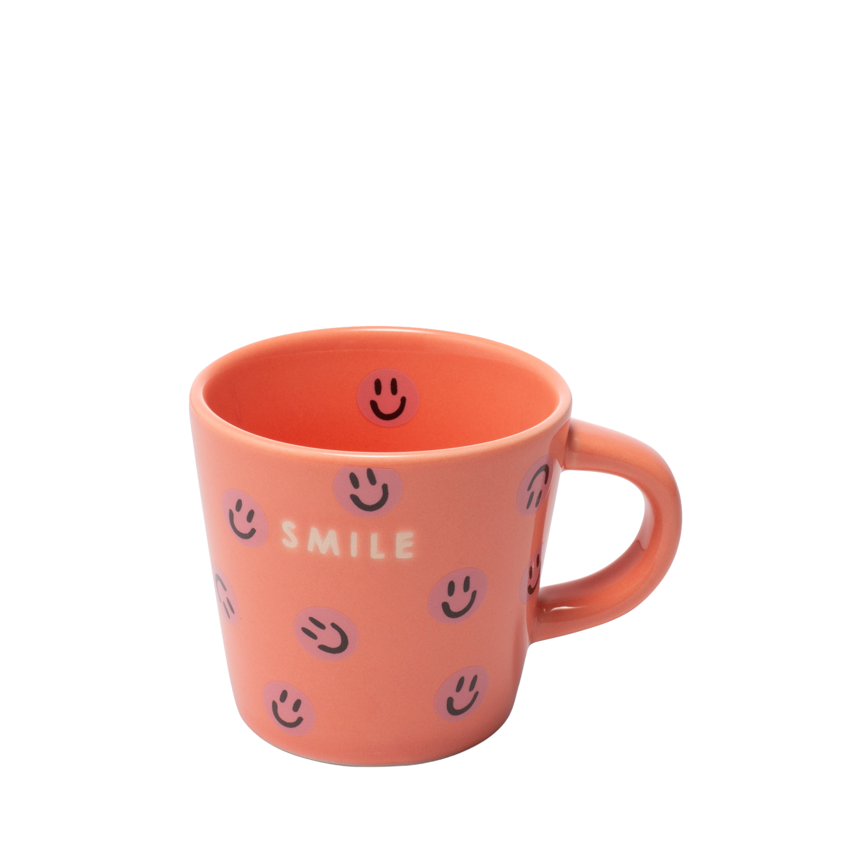 Espressotasse aus Keramik, Smileys, Koralle, 80 ml