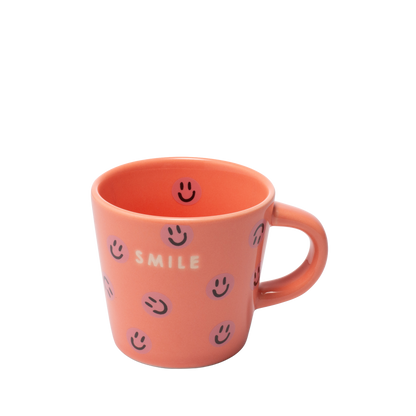 Espressotasse aus Keramik, Smileys, Koralle, 80 ml