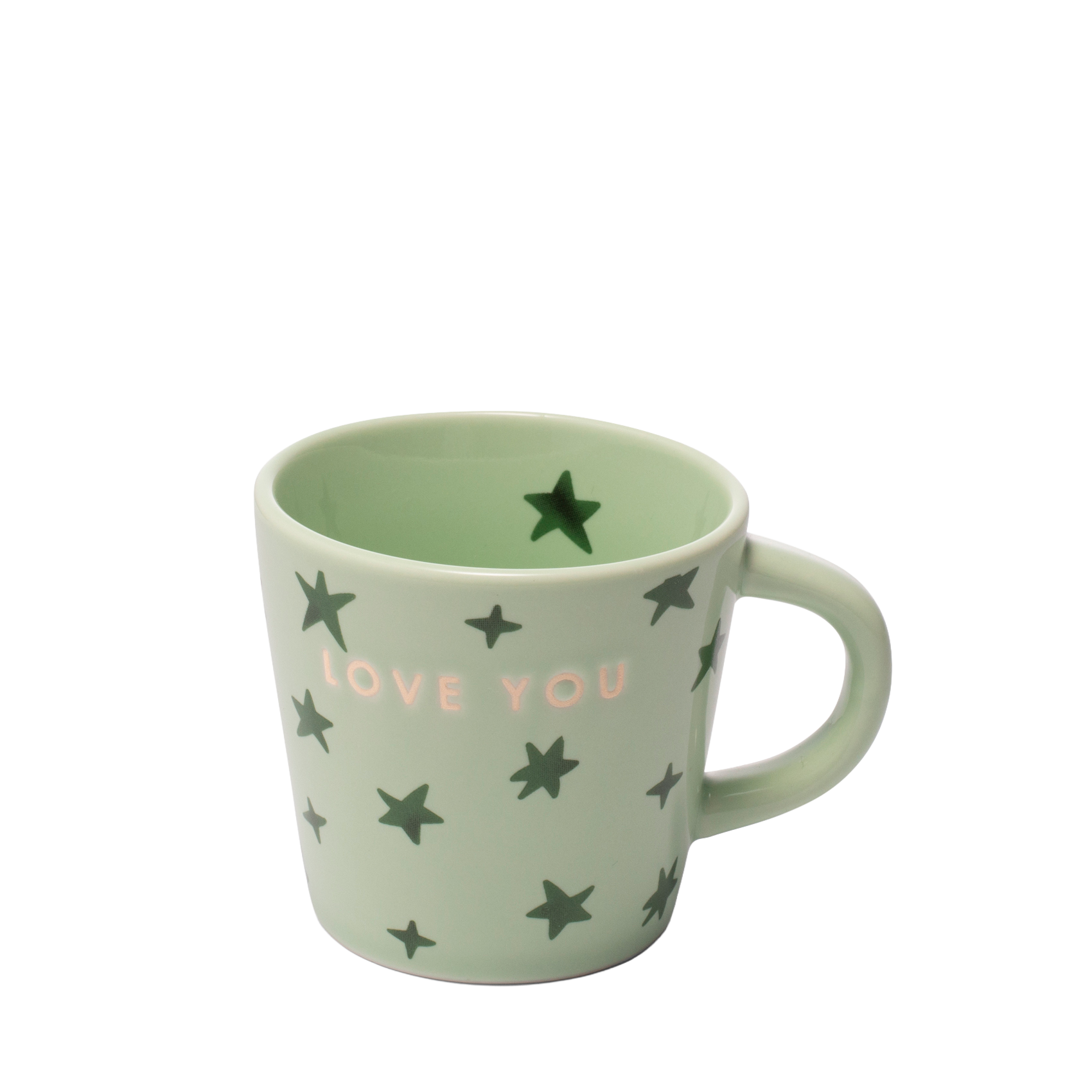 Espressotasse Sterne Keramik Liebe dich hellgrün 80ml*