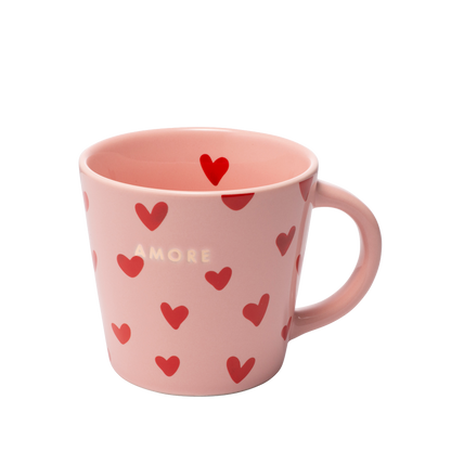 Cappuccino cup ceramic hearts amore pink 250ml*