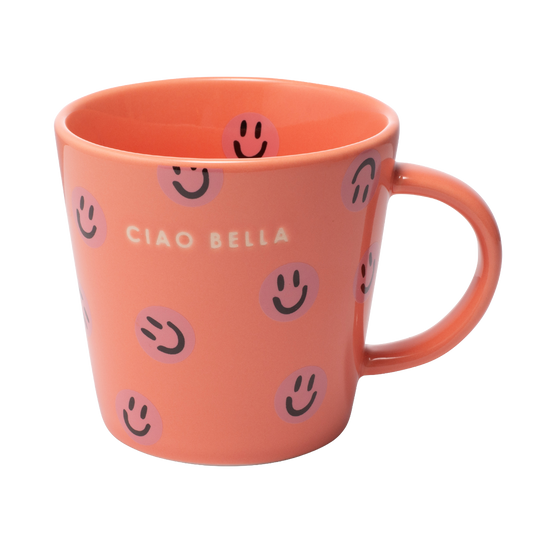 Ceramic tea cup smileys CIAO BELLA coral 350ml#