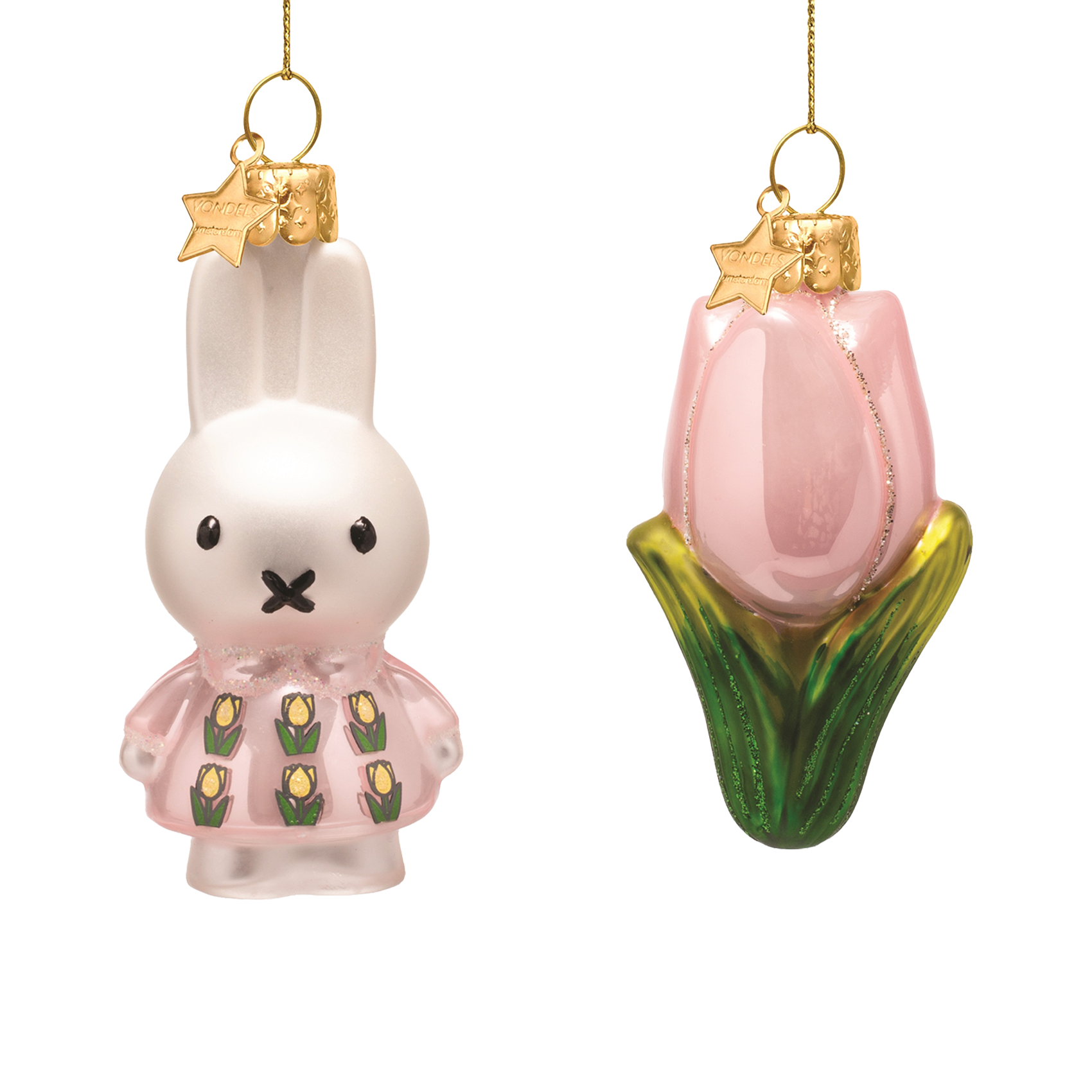 Ornament glass Easter set pink Nijntje/Miffy& tulip w/box