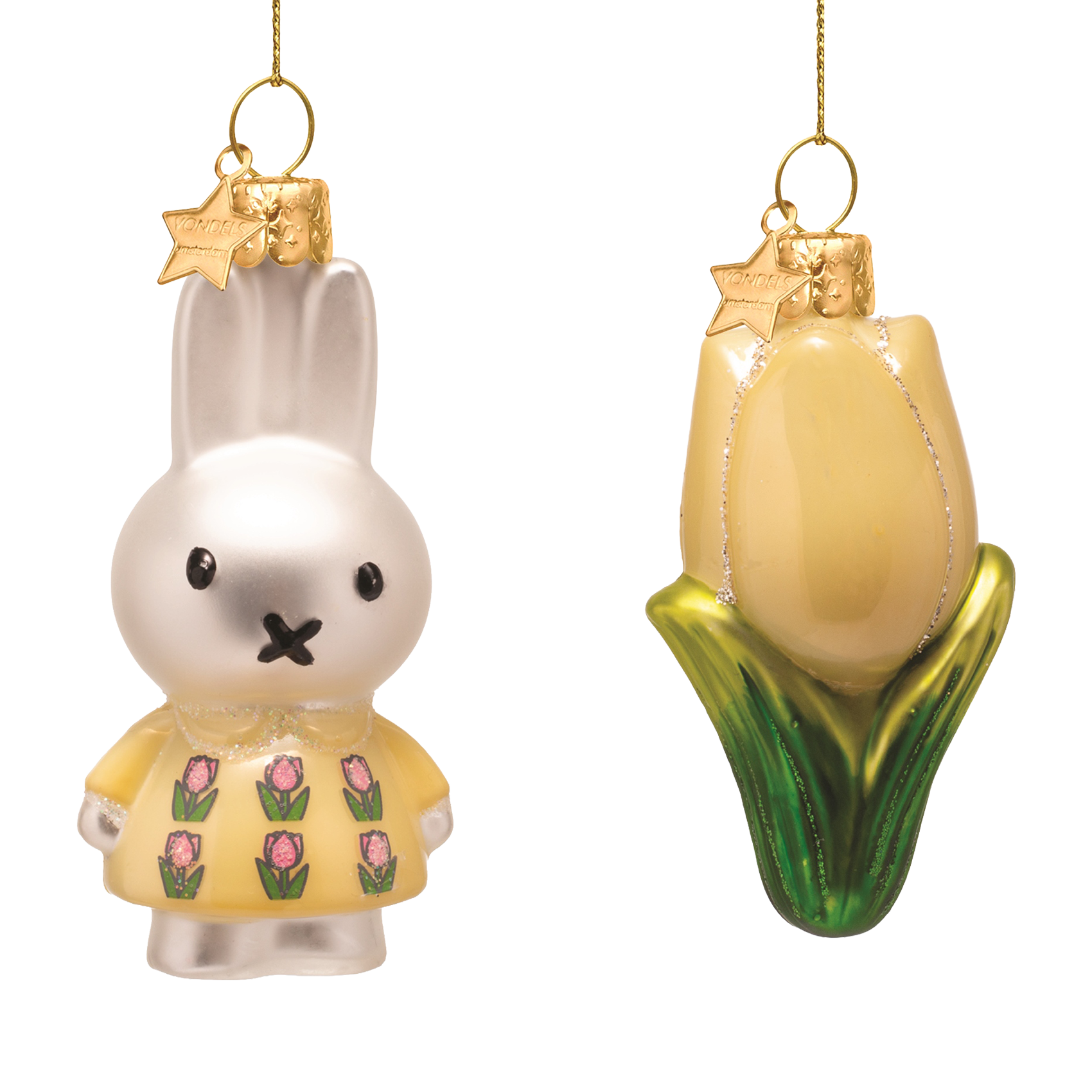 Oster-Ornament-Glas-Set, gelb, Nijntje/Miffy & Tulpe, mit Box