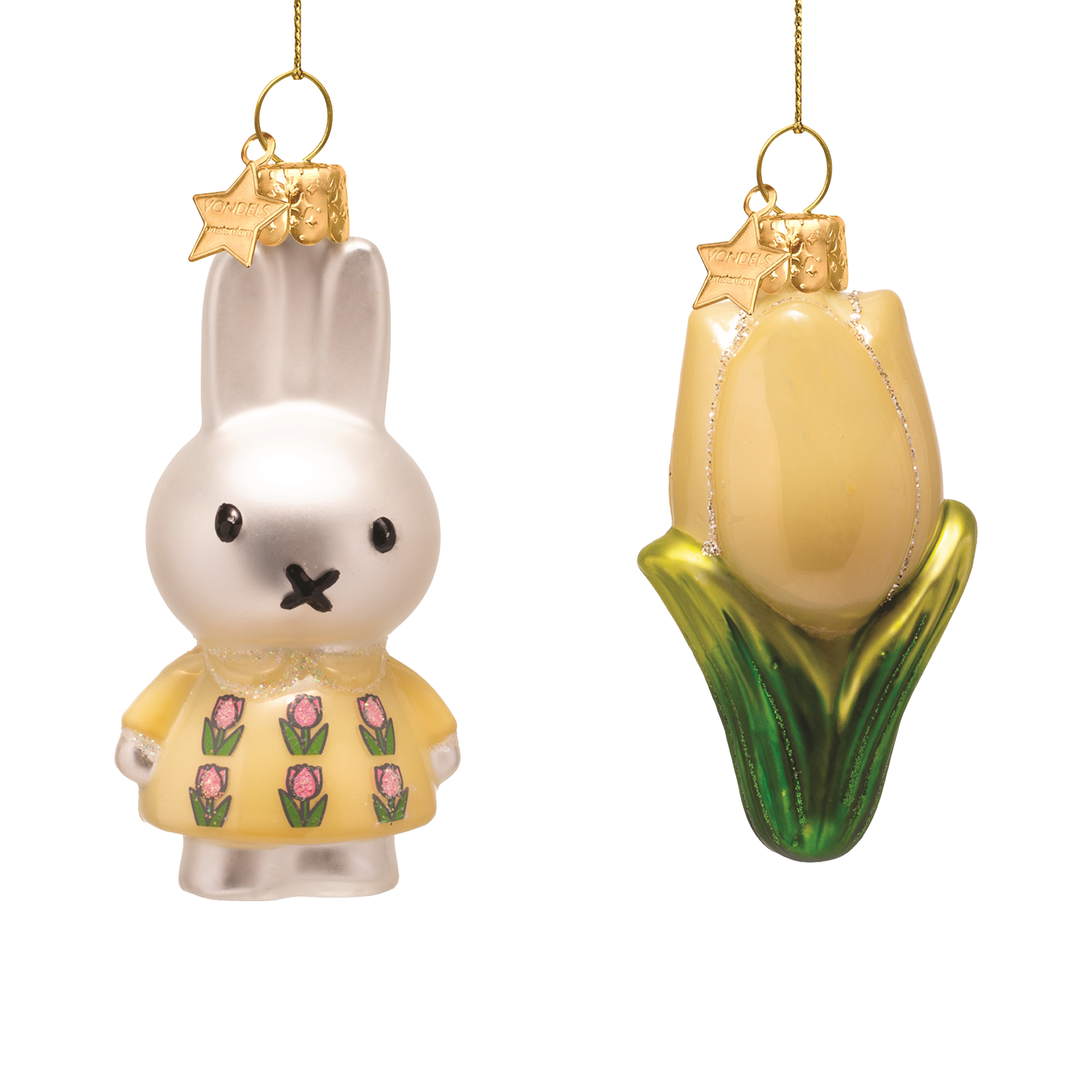 Ornament glass Easter set yellow Nijntje/miffy& tulip w/box