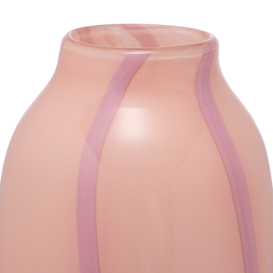 Vase glass stripes pink H27.5cm