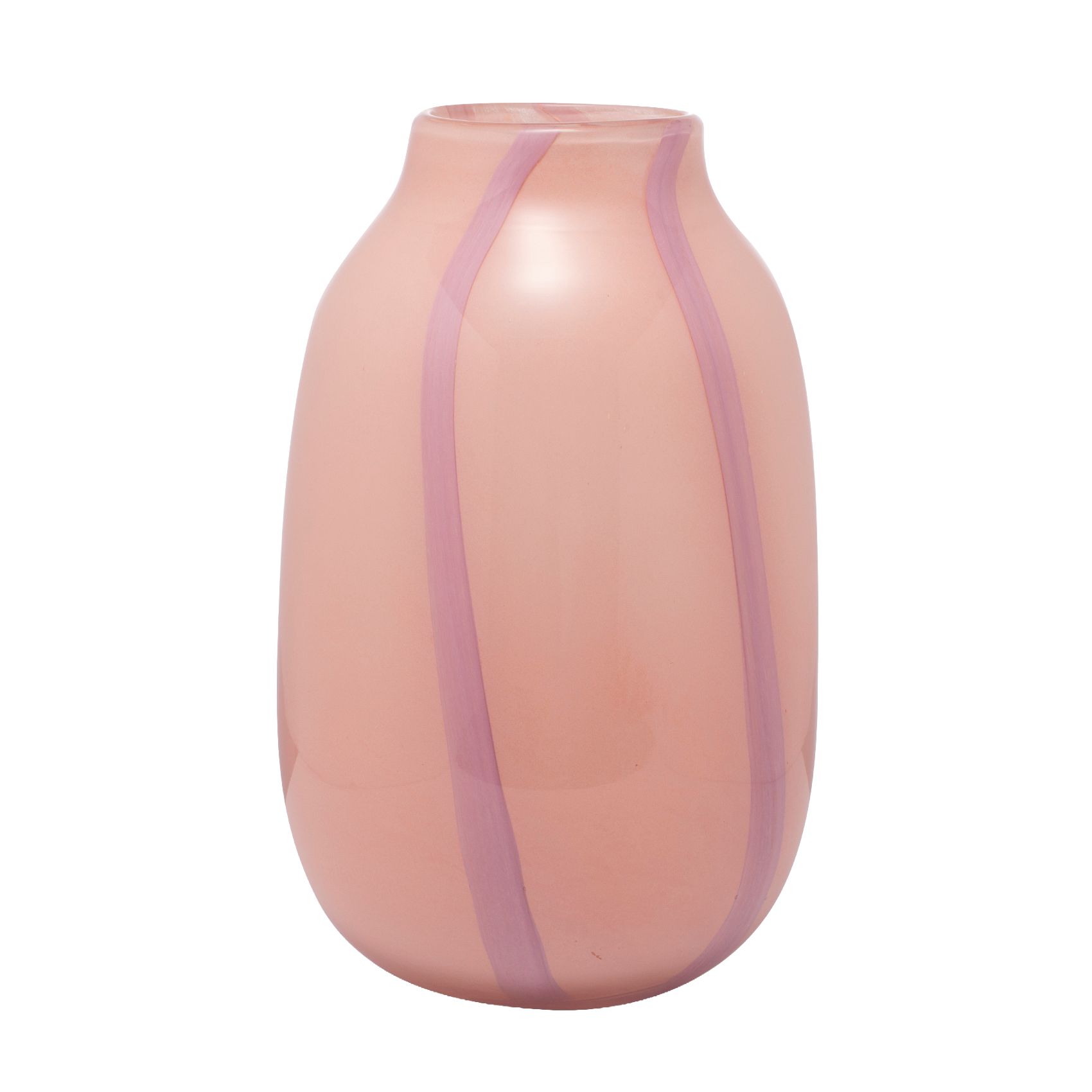 Vase glass stripes pink H27.5cm