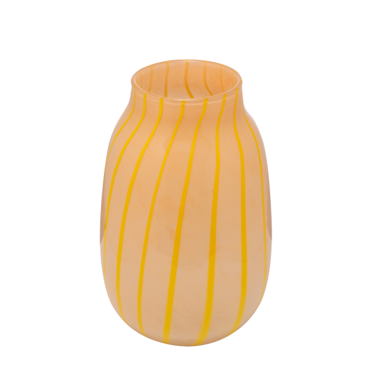 Vase glass stripes yellow 27.5 cm#